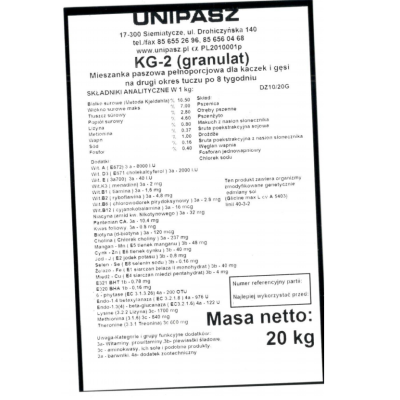 PASZA Karma KACZKA / GĘŚ GRANULAT, 20 kg