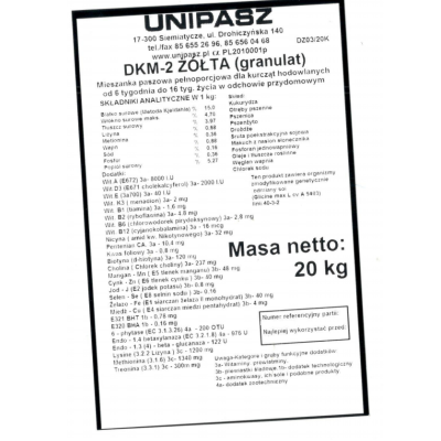 PASZA Karma Kurczak 2 dla kurcząt 6-16 tyg. 20 kg DKM2