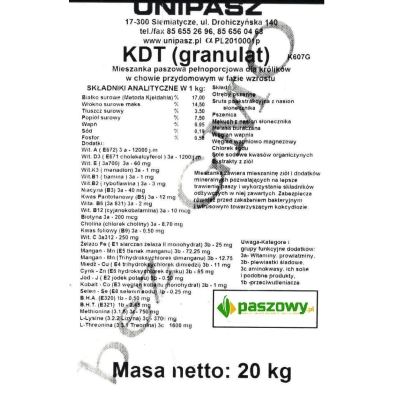 Karma dla królików tucz 20 kg bez GMO KDT