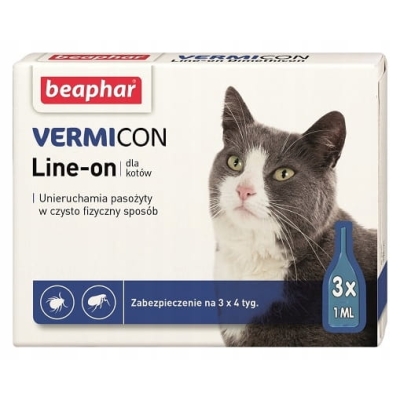 Beaphar VERMICON Kot Krople pchły KLESZCZE 3xdawki