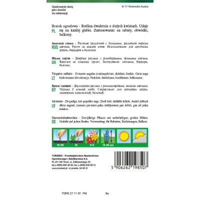 Bratek szwajcarski niebieski z plamą Nasiona