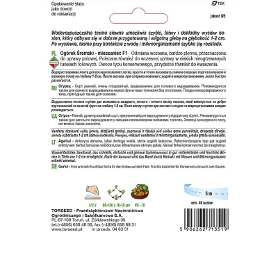 Ogórek Śremski F1 Wczesny Nasiona Taśma 5m Odporny