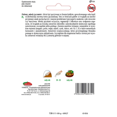 Zielony Jęczmień Nasiona 30g bomba witaminowa