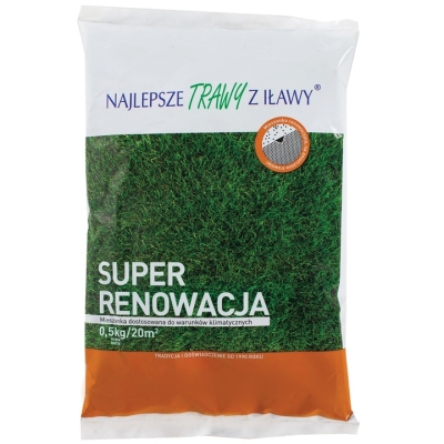 Trawa mieszanka traw renowacyjna dosiewka Super Renowacyjna 0,5KG folia
